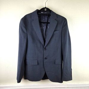 Men's ZARA Blue Business Blazer Sports Coat Checkered Houndstooth Jacket Size 36